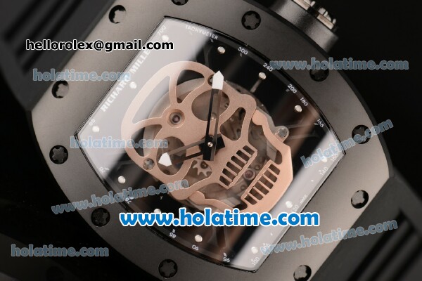 Richard Mille RM 52-01 Swiss ETA 2671 Automatic PVD Case with Black Rubber Bracelet Skeleton Dial and White Markers - 1:1 Original - Click Image to Close